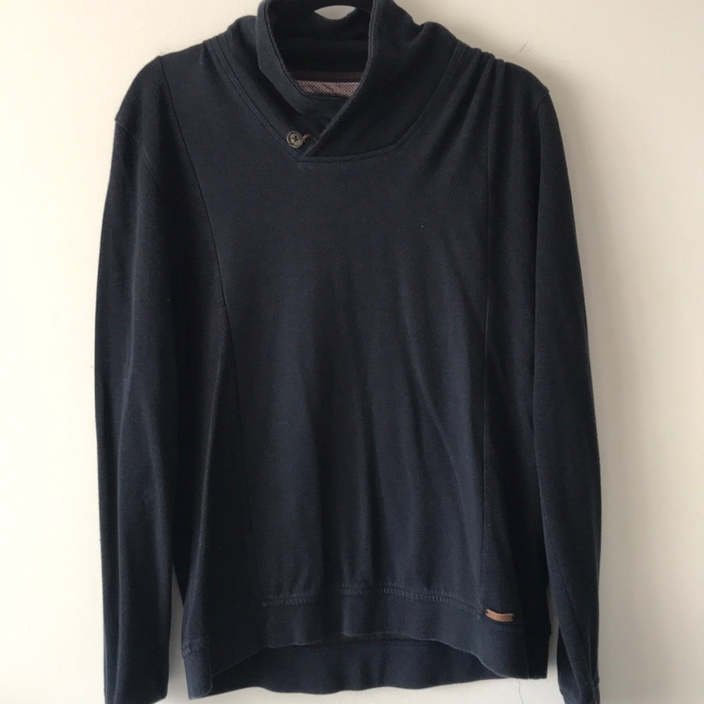 Ted Baker Navy Mock Neck Sweatshirt with Button